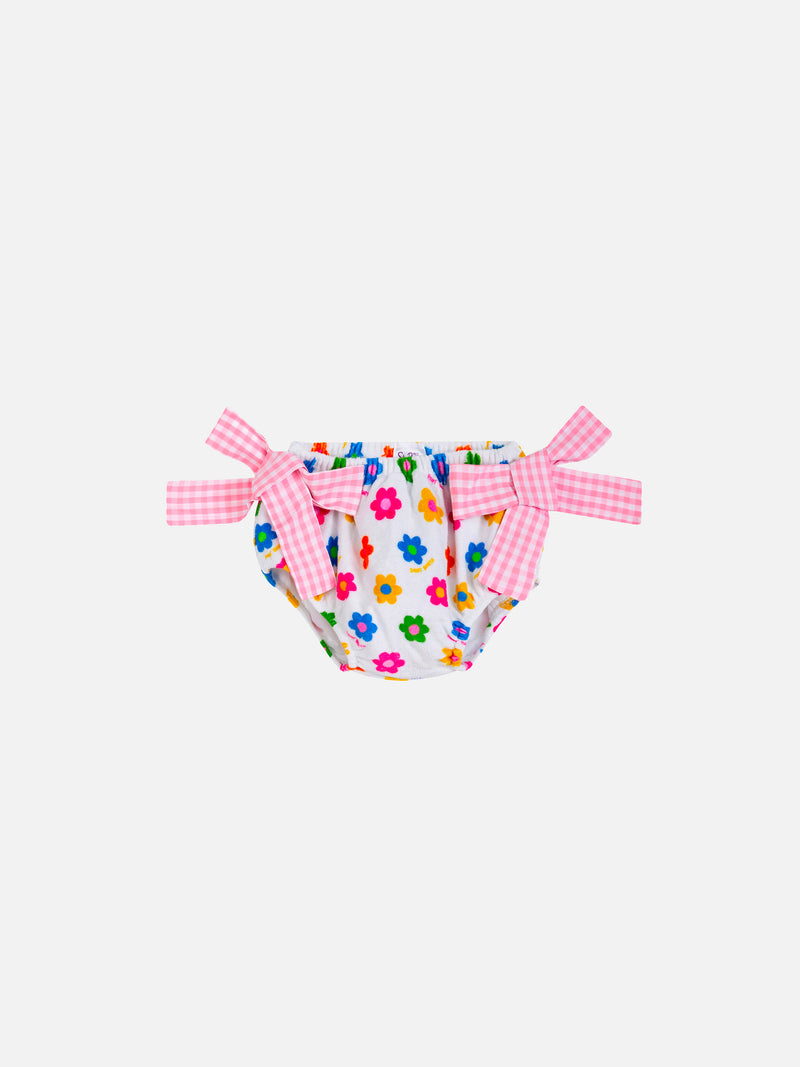 Baby-Badehose aus Frottee für Mädchen mit Gänseblümchen-Print