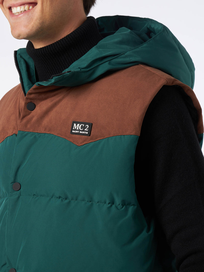 Gilet da uomo in piumino verde