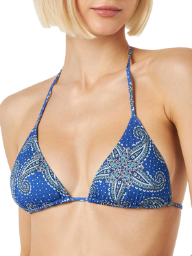 Top a triangolo donna con stampa stelle paisley