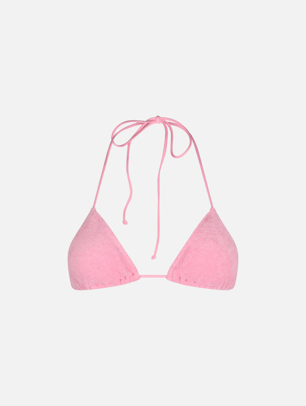 Rosa Frottee-Triangel-Top-Badeanzug Leah für Damen