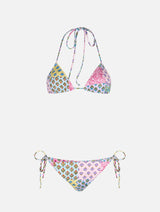 Woman radical flower patch triangle bikini Leah Virgo