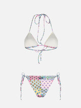 Woman radical flower patch triangle bikini Leah Virgo