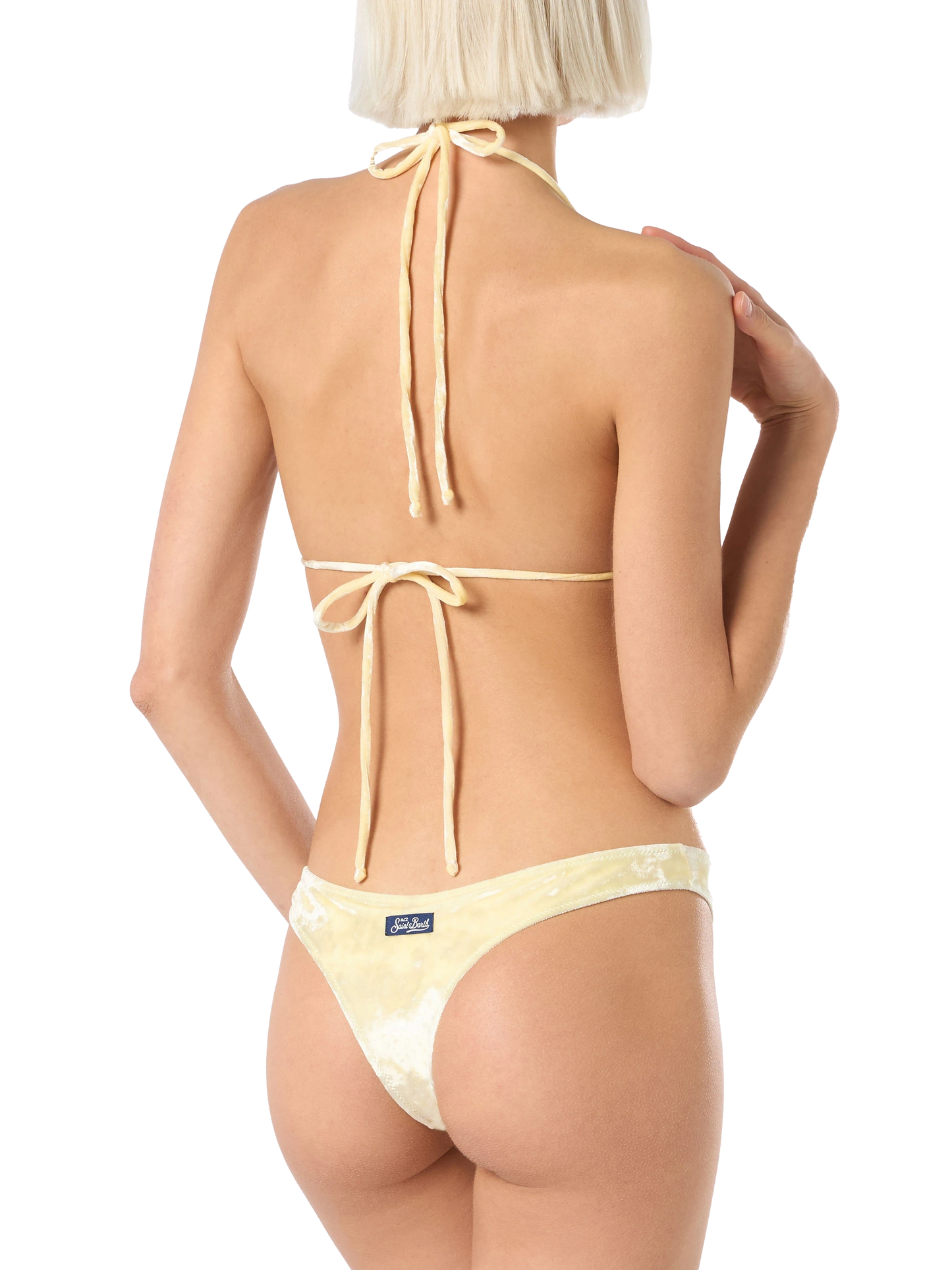 Bikini da donna a triangolo in ciniglia giallo Leah Naomi