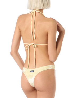 Bikini da donna a triangolo in ciniglia giallo Leah Naomi