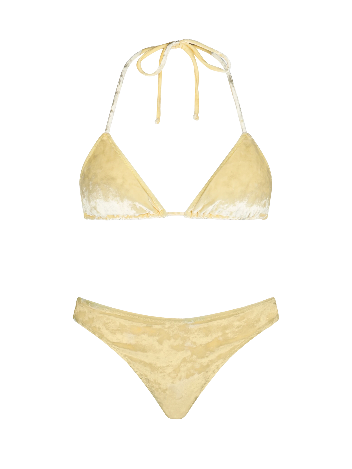 Bikini da donna a triangolo in ciniglia giallo Leah Naomi