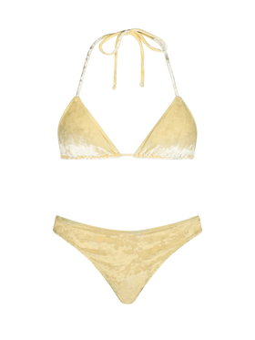 Bikini da donna a triangolo in ciniglia giallo Leah Naomi