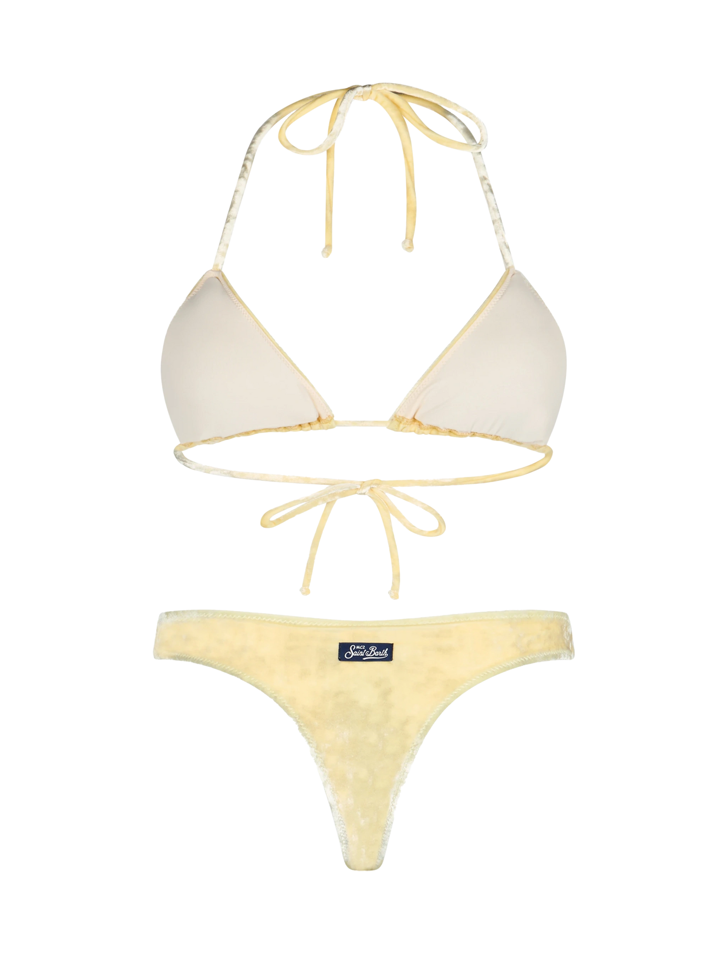Bikini da donna a triangolo in ciniglia giallo Leah Naomi
