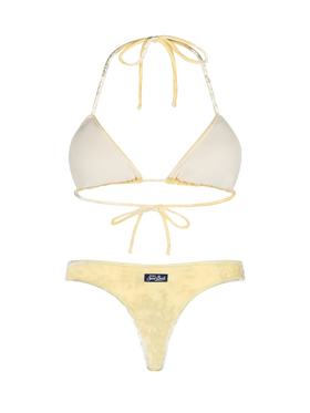 Bikini da donna a triangolo in ciniglia giallo Leah Naomi