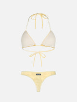 Bikini da donna a triangolo in ciniglia giallo Leah Naomi