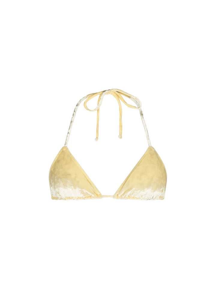 Gelber Chenille-Triangel-Top-Badeanzug für Damen Leah