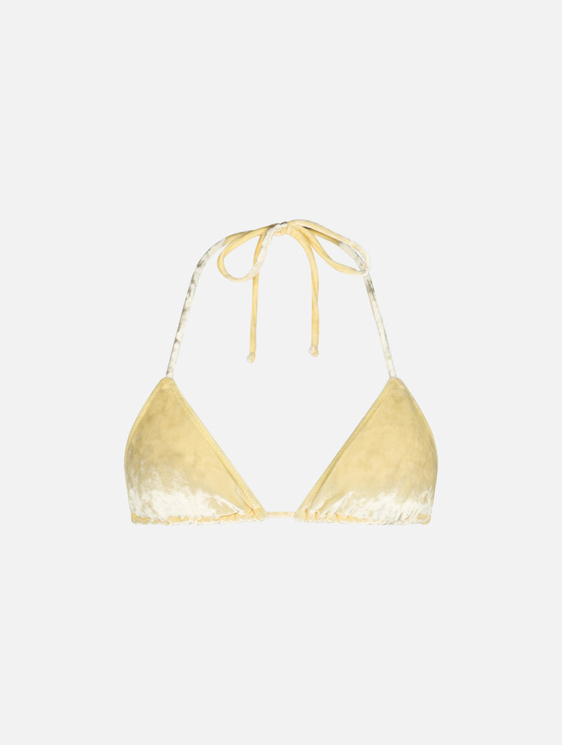 Gelber Chenille-Triangel-Top-Badeanzug für Damen Leah