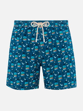 Man lightweight fabric swim-shorts Lighting Micro Fantasy with Gin Tonic Portofino Gin print | PORTOFINO DRY GIN SPECIAL EDITION - MC2 Saint Barth