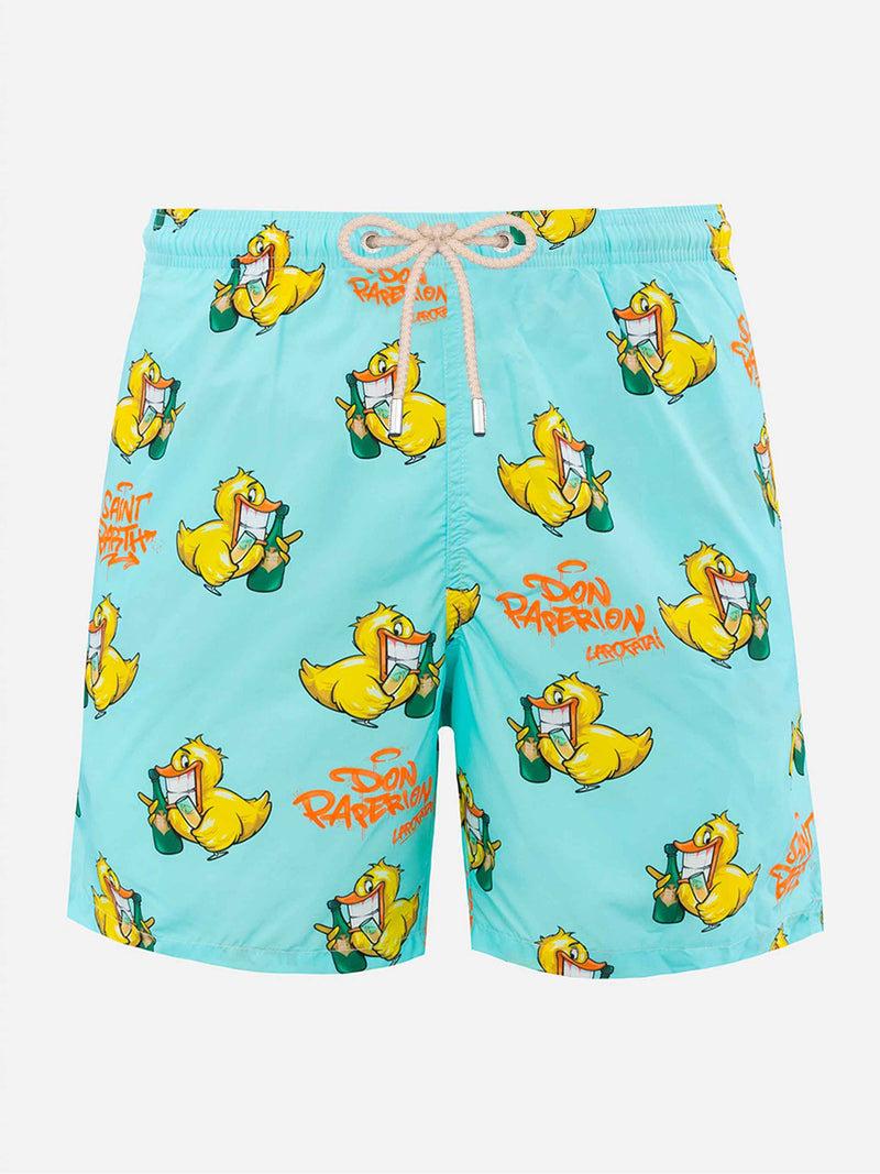 Man lightweight fabric swim-shorts Lighting with Cryptopuppets print | CRYPTOPUPPETS SPECIAL EDITION