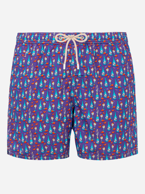 Man light fabric swim shorts with Aperol Spritz print | APEROL SPECIAL EDITION - MC2 Saint Barth
