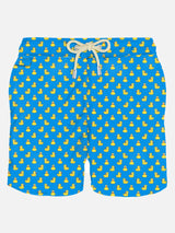 Man light fabric swim shorts with ducky print