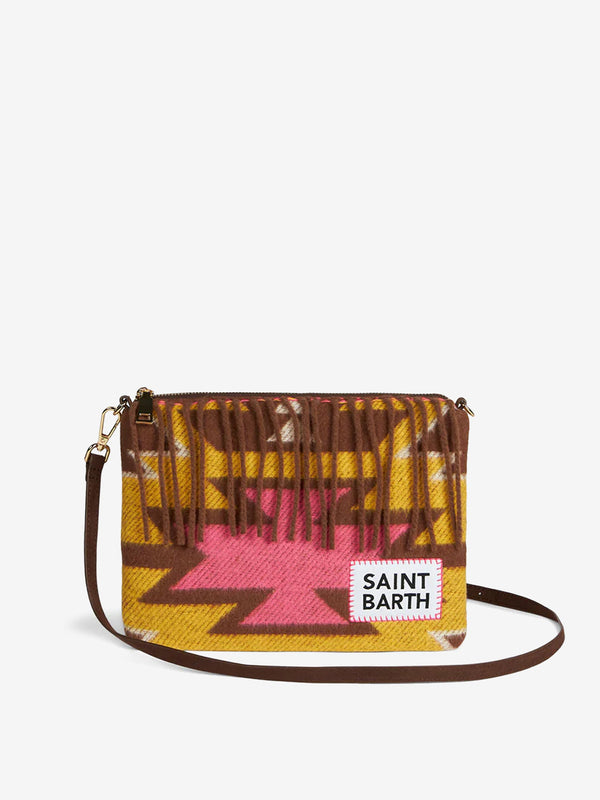 Parisienne blanket crossbody pouch bag with ethnic print