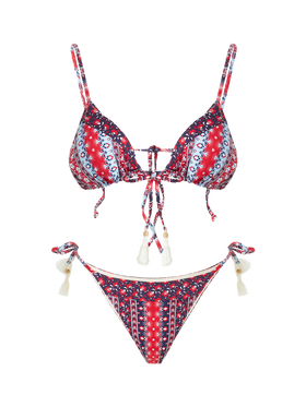 Woman cheeky swim briefs with gipsy print