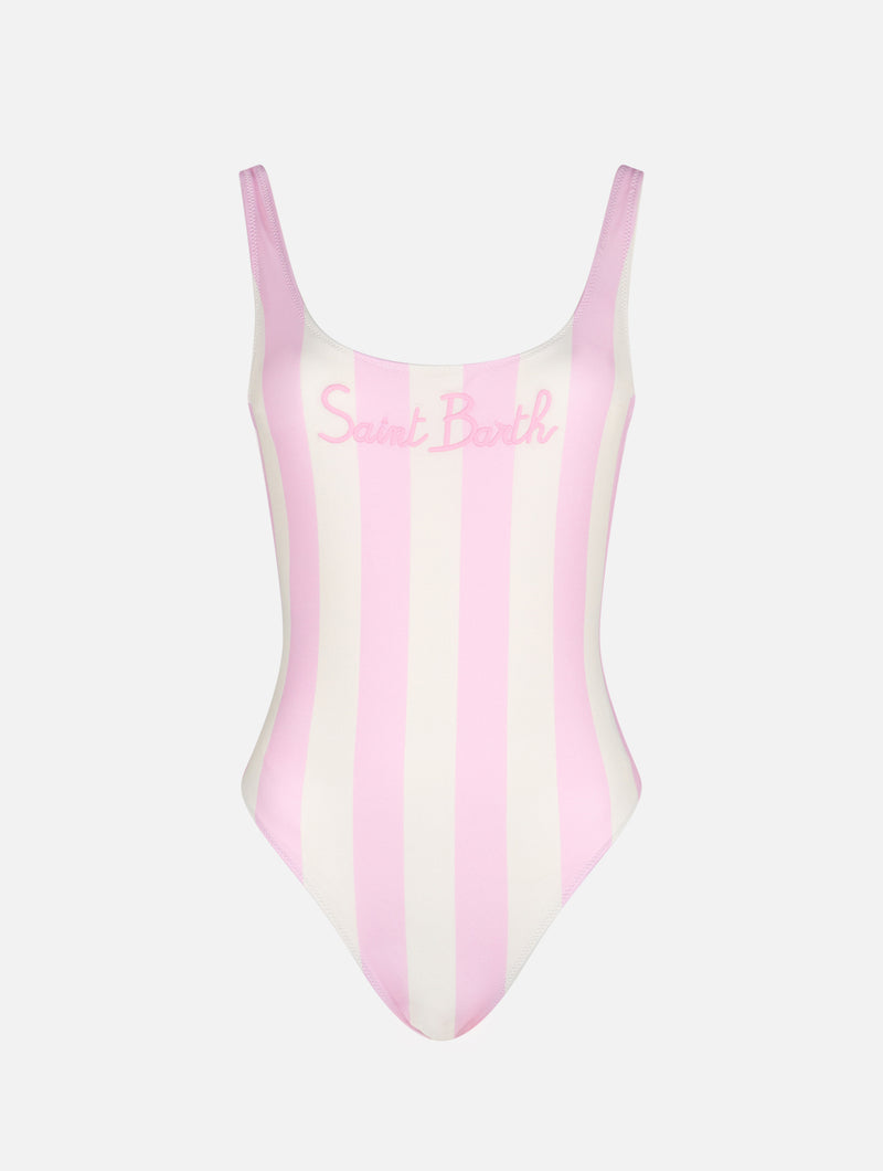 Woman striped scooped back one piece swimsuit Lora