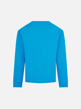 T-shirt bluette da bambino in cotone pesante