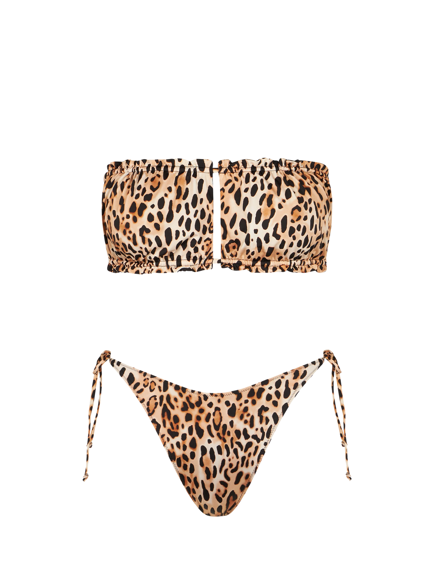 Woman bandeau bikini with leopard print