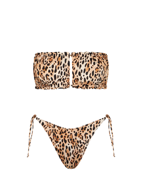 Woman bandeau bikini with leopard print