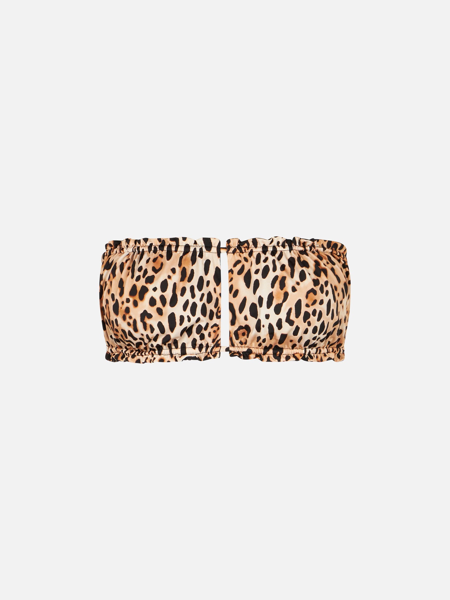 Woman bandeau top swimsuit with leopard print