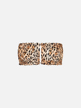 Bandeau-Badeanzug für Damen mit Leopardenmuster