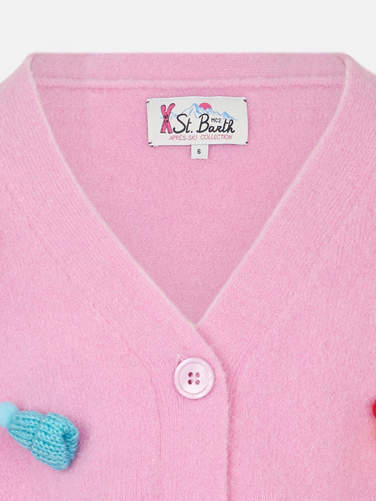 Gebürsteter, kurz geschnittener Mädchen-Cardigan mit Puffärmeln