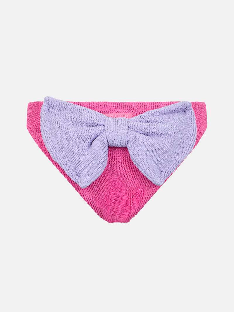 Girl pink crinkle swim briefs Madame with bow