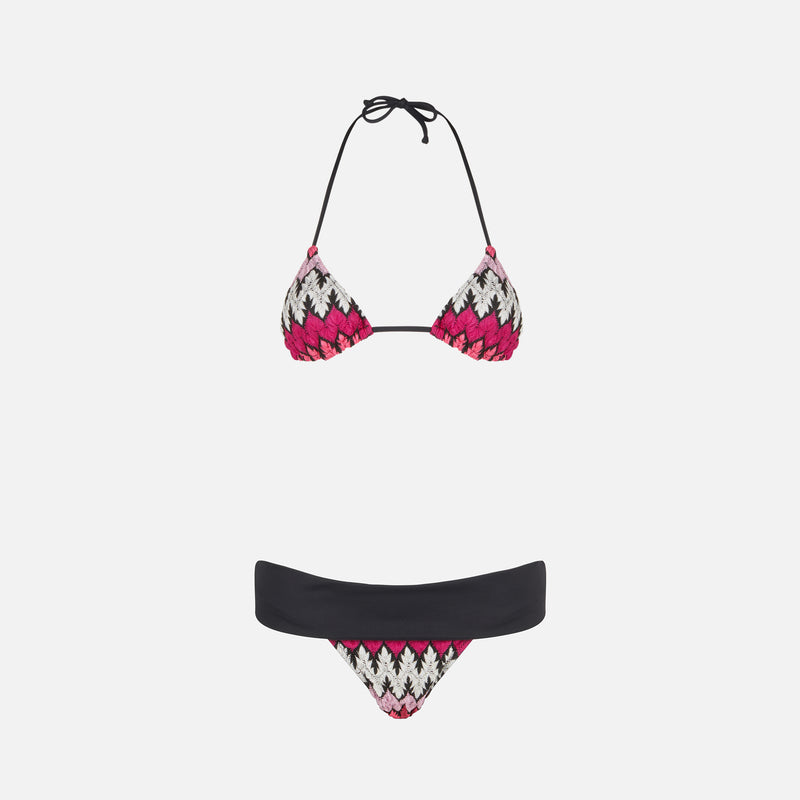 Damen-Triangel-Bikini mit Chevron-Strickmuster