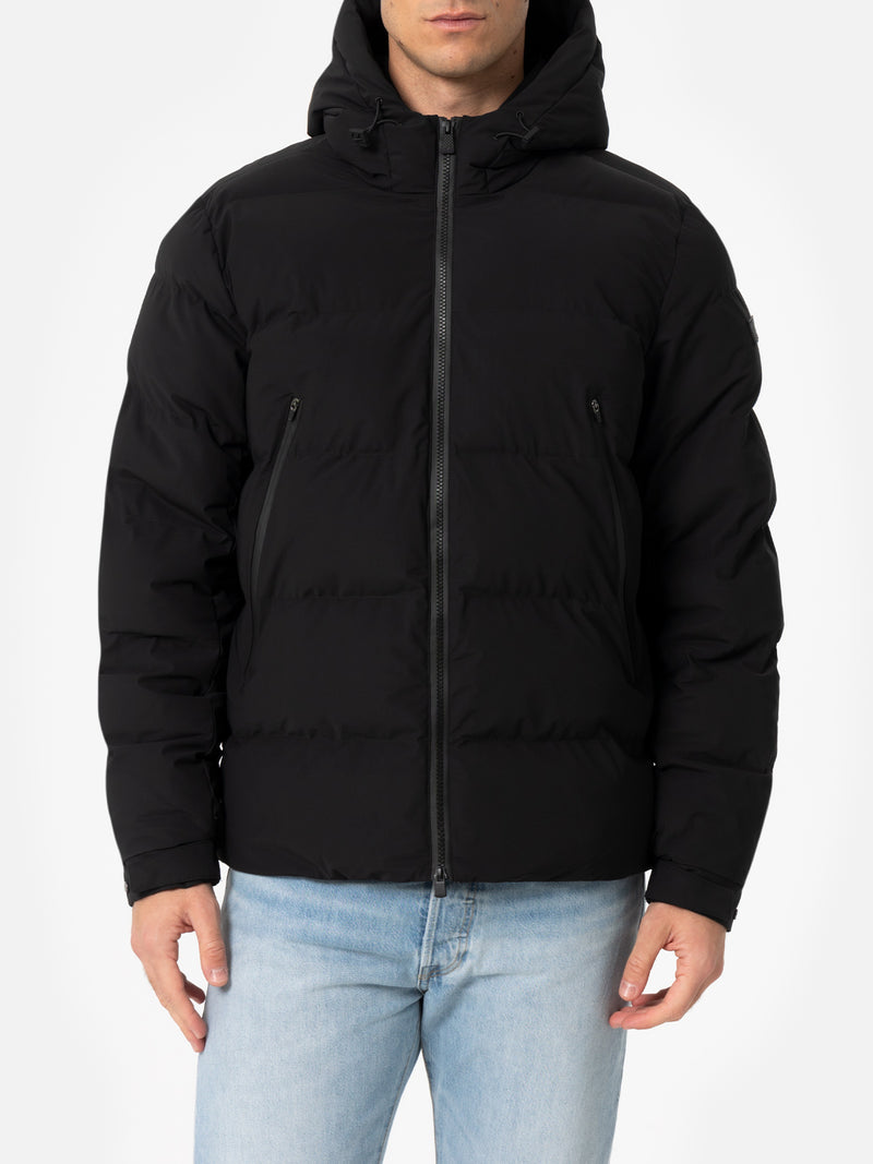 Schwarze Steppjacke mit Kapuze für Herren von Maier