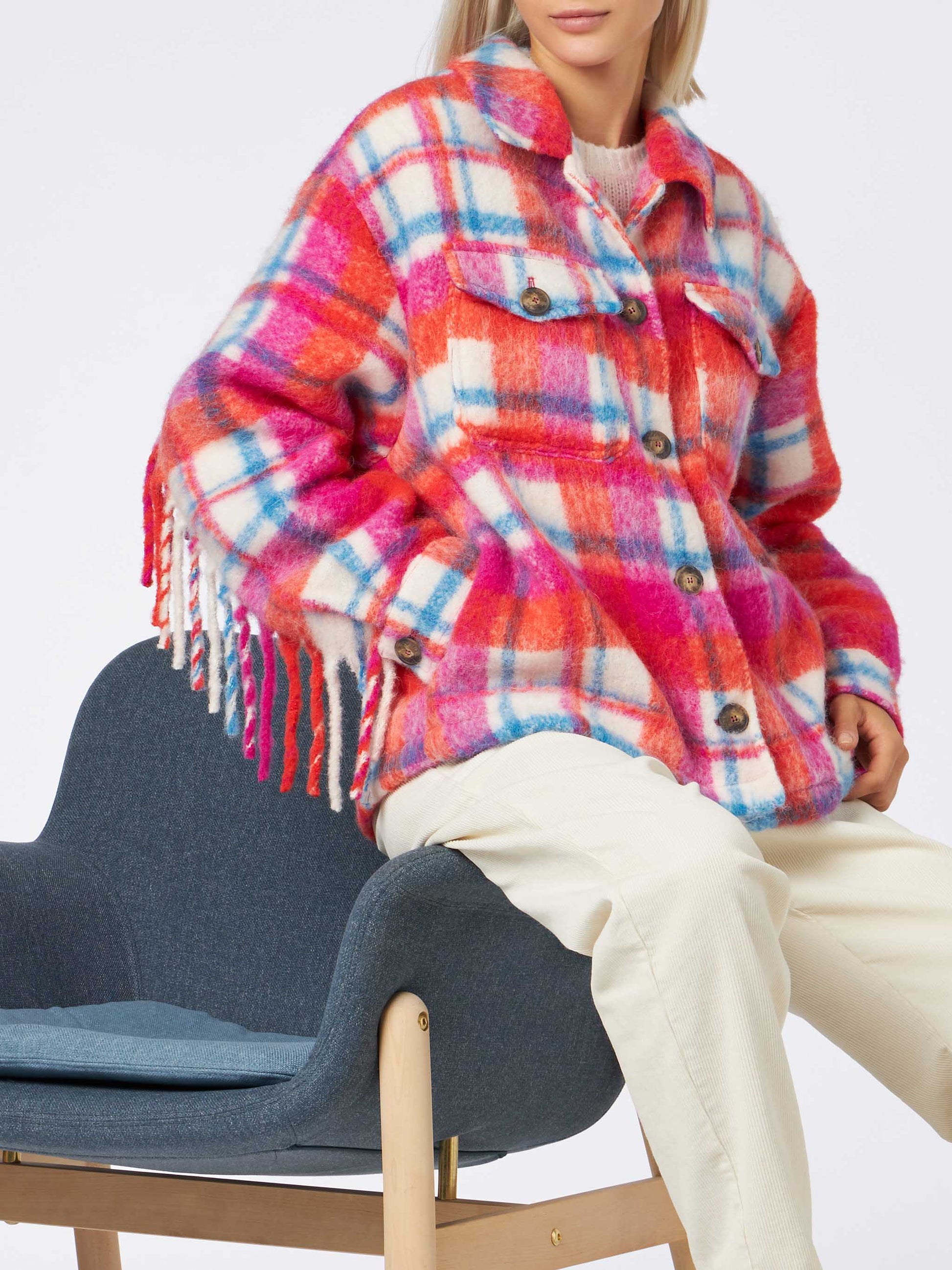Woman overshirt jacket with fringes - MC2 Saint Barth