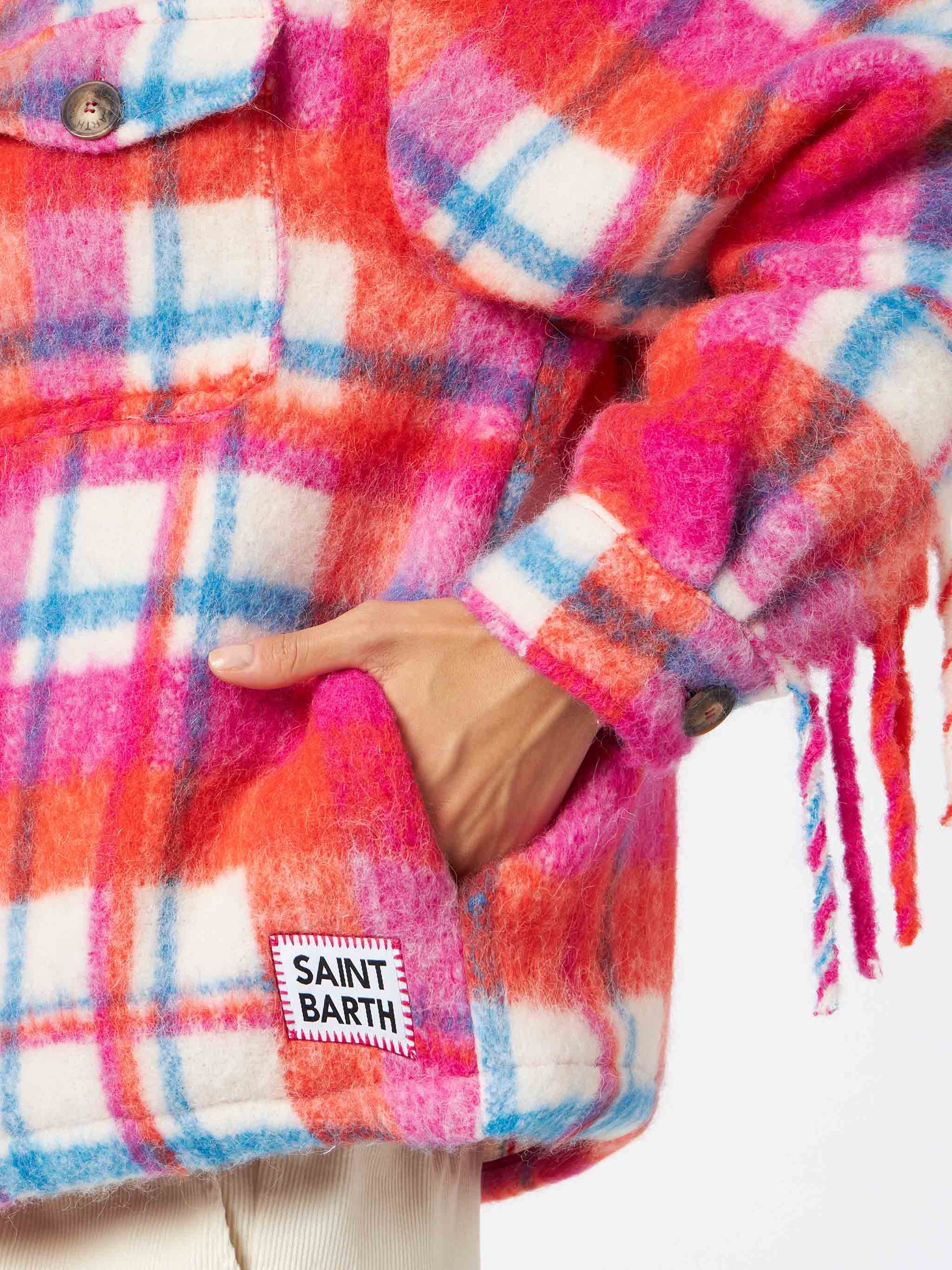 Woman overshirt jacket with fringes - MC2 Saint Barth