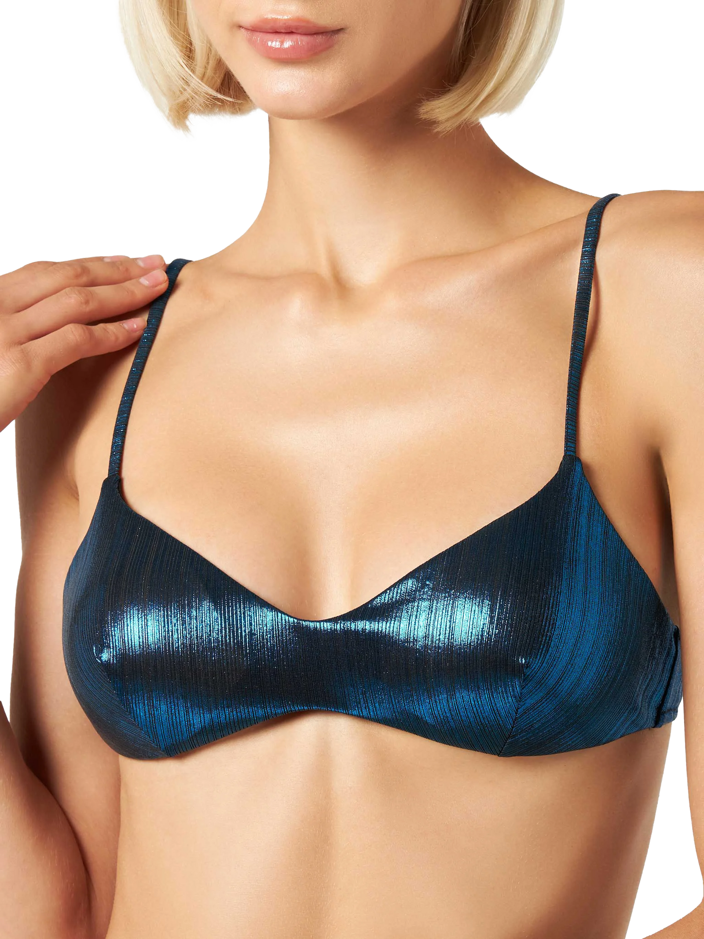 Woman lamina blue bralette top