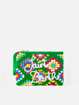 Grüne Parisienne-Häkelclutch mit Saint Barth