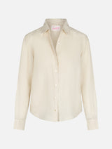 Camicia da donna in lino bianco sporco Meredith