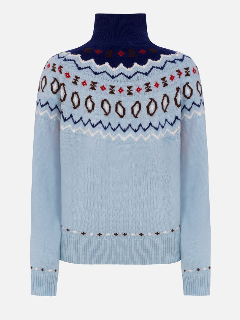 Woman cashmere blend sweater Meghan with nordic jacquard