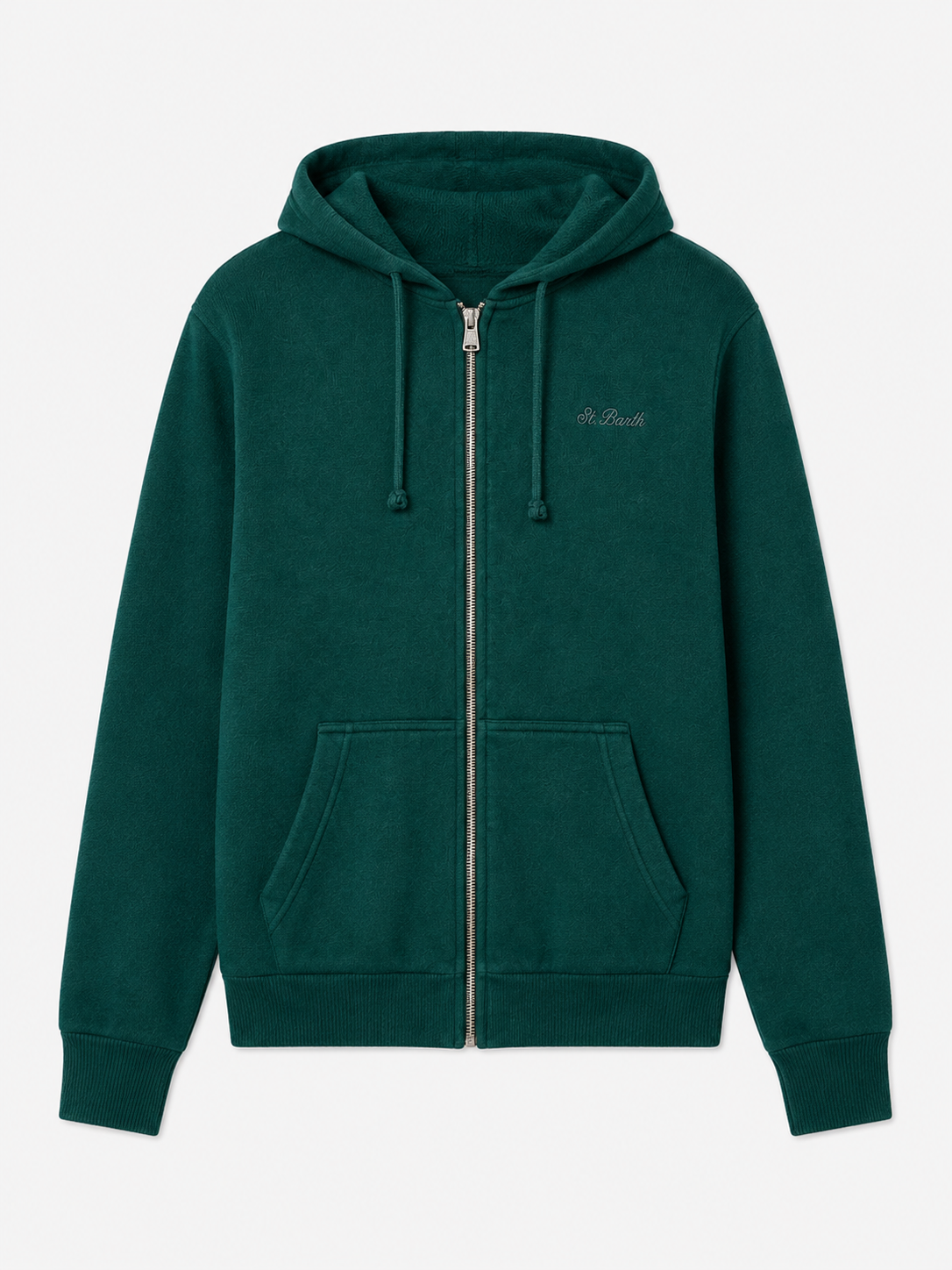 Pull à capuche Mahony en laine de couleur unie verte 