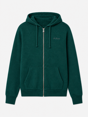Pull à capuche Mahony en laine de couleur unie verte 