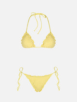 Klassischer Damen-Triangel-Bikini aus Seersucker Sagittarius Miami
