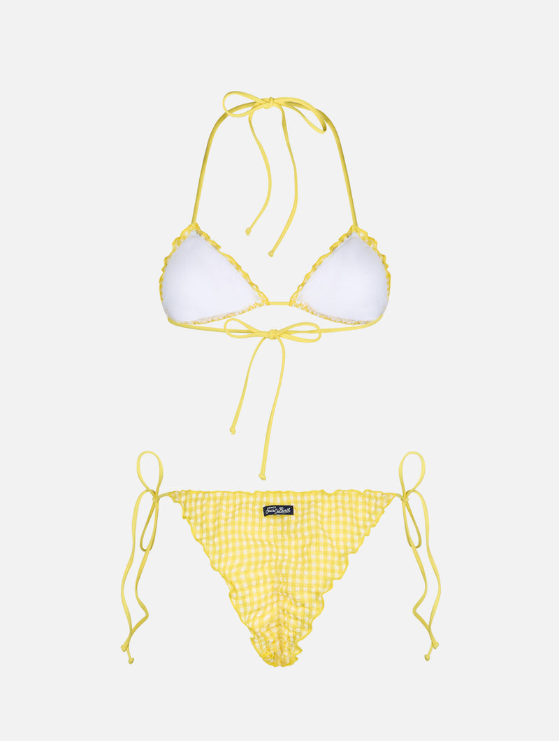 Klassischer Damen-Triangel-Bikini aus Seersucker Sagittarius Miami