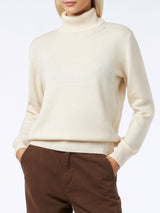 Woman off-white cashmere blend turtleneck sweater Moody