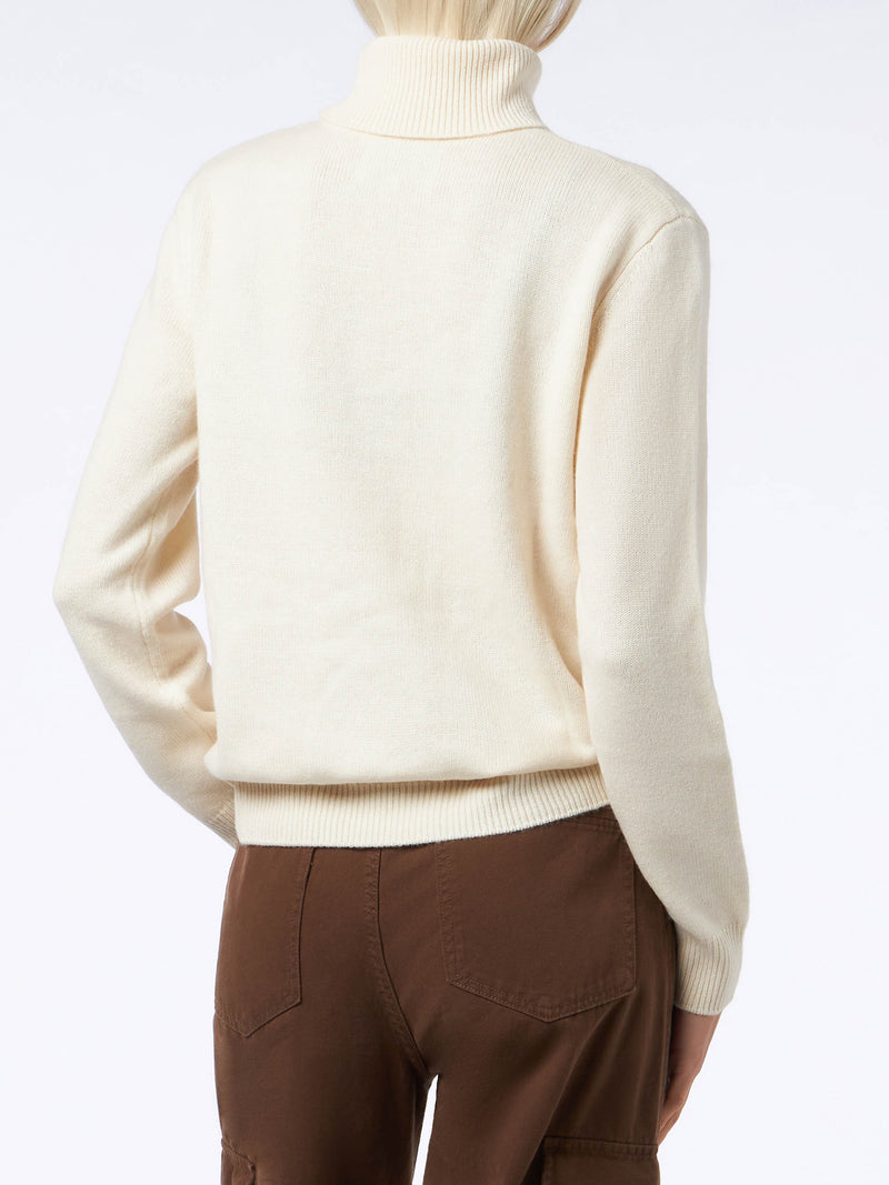 Woman off-white cashmere blend turtleneck sweater Moody