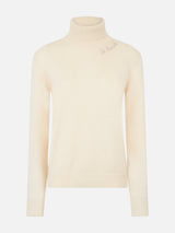 Woman off-white cashmere blend turtleneck sweater Moody