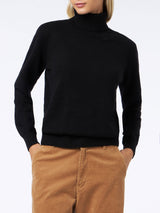 Woman black cashmere blend turtleneck sweater Moody