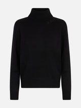 Woman black cashmere blend turtleneck sweater Moody