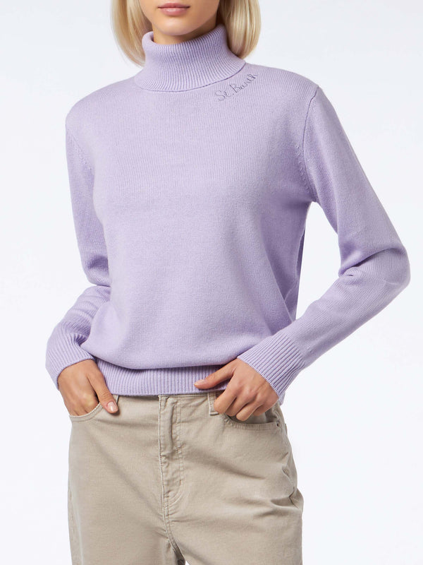 Woman lilac cashmere blend turtleneck sweater Moody