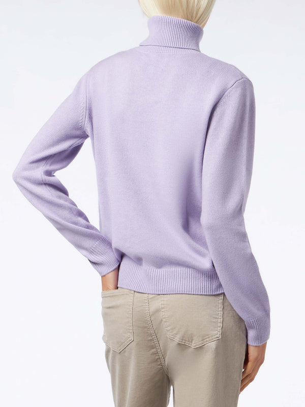 Woman lilac cashmere blend turtleneck sweater Moody