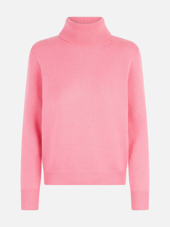 Woman pink cashmere blend turtleneck sweater Moody - MC2 Saint Barth