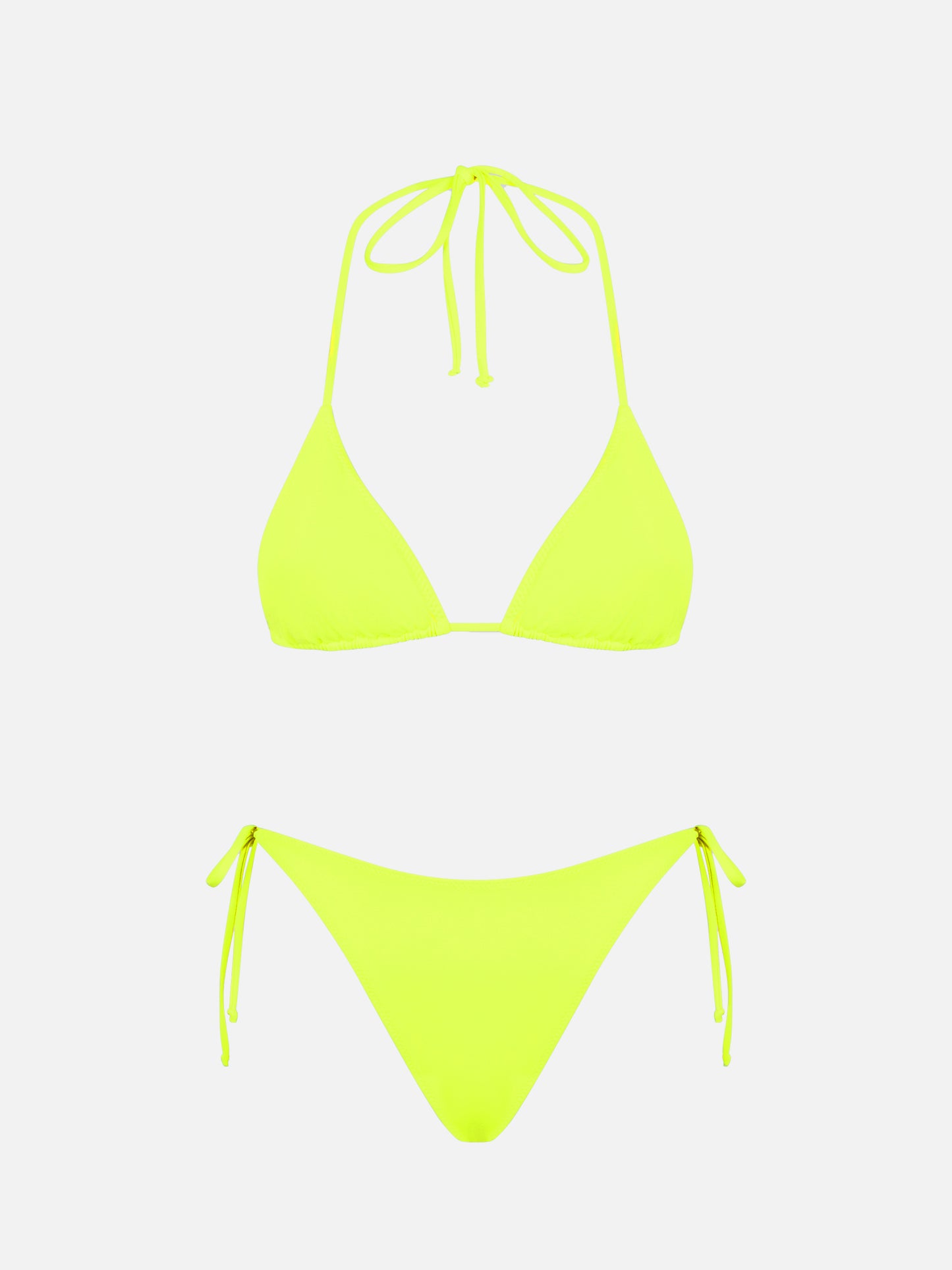 Woman fluo yellow triangle bikini